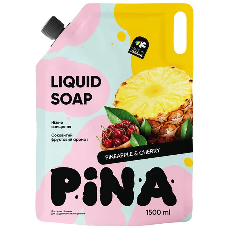 Pina рідке мило дой-пак1500мл Pineapple and cherry, шт